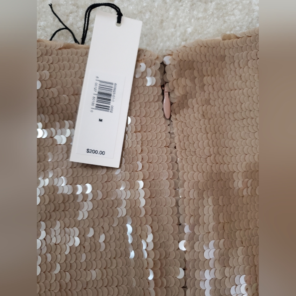 Banana Republic Beige Sequin Dress Stretch Maxi Dress Sz M Column Sexy Cocktail - Picture 9 of 12